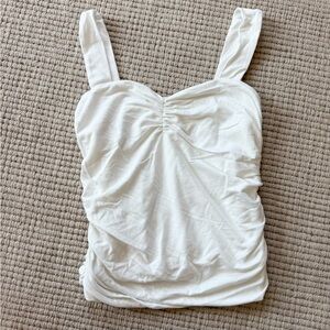 Anthropologie White Ruched Tank Top